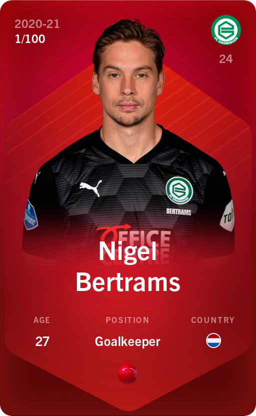 Sorare - Sorare Official - Nigel Bertrams 2020-21 • Rare 1/100 - NFT # 3914015223082376247505844464505665422222518876970386233080410849933435158482