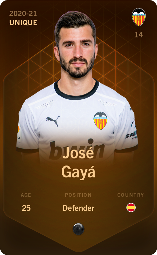 Sorare - Sorare Official - José Gayá 2020-21 • Unique - NFT # 63004048870744911112425471606701284392628571861894270051150110227211988637018