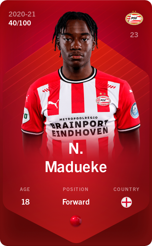 Sorare - Sorare Official - N. Madueke 2020-21 • Rare 40/100 - NFT # 95566507923716498185999444942477643563224209717703390908664371328997164837352