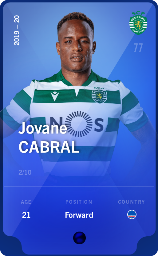 Sorare - Sorare Official - Jovane Cabral 2019-20 • Super Rare 2/10 - NFT # 4964380057959340089640988184112761969818251353373418749229450354343496153195