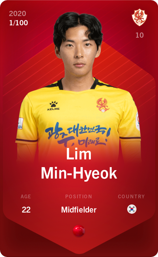Sorare - Sorare Official - Lim Min-Hyeok 2020-21 • Rare 1/100 - NFT # 40899466365917580472002636510588111080837364580408872088502717867681163644140