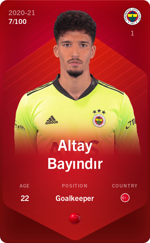 Sorare - Sorare Official - Altay Bayındır 2020-21 • Rare 7/100 - NFT # 74870632540207043475108269390275373578388183070133746300516684974488638981153
