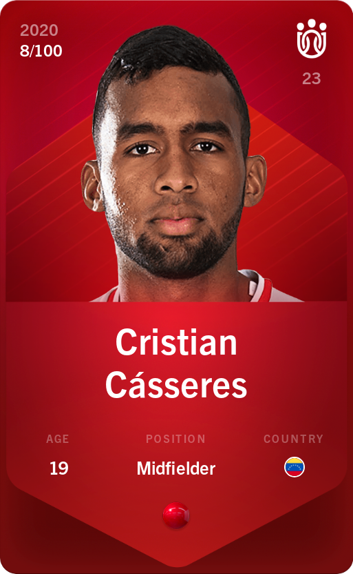 Sorare - Sorare Official - Cristian Cásseres 2020-21 • Rare 8/100 - NFT # 114189493159174179407893276934565612673687427102482762901296119293917954335528