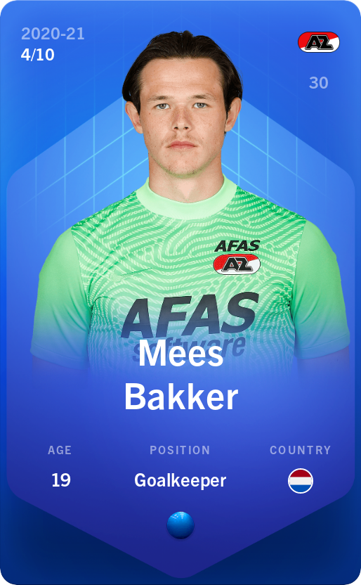 Sorare - Sorare Official - Mees Bakker 2020-21 • Super Rare 4/10 - NFT # 97290755313148417215478426044491223941609098108593019481711105427987807871633