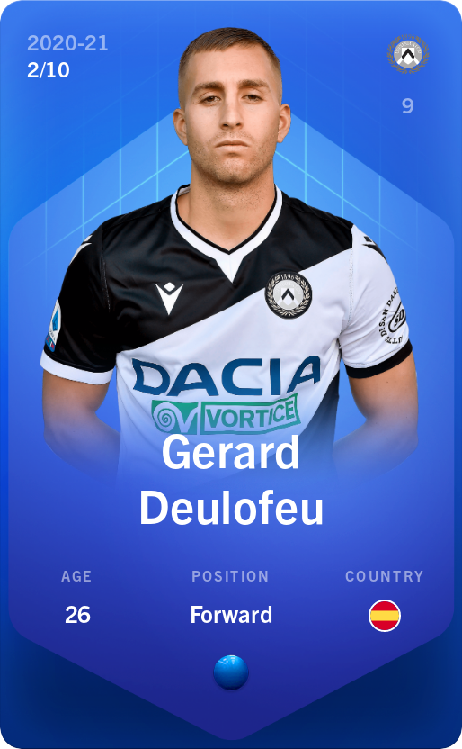 Sorare - Sorare Official - Gerard Deulofeu 2020-21 • Super Rare 2/10 - NFT # 5394154575338071871586320794855750144572504539862823281845246280694615108001