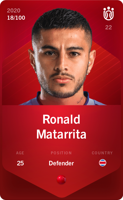 Sorare - Sorare Official - Ronald Matarrita 2020-21 • Rare 18/100 - NFT # 72505097527128679365309462903187644024953392393640346369368212200164549641741