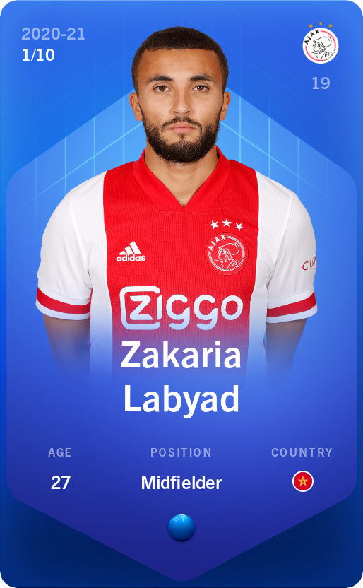 Sorare - Sorare Official - Zakaria Labyad 2020-21 • Super Rare 1/10 - NFT # 43673846533714618098526386595269599077044074699255508177868718598535006370861