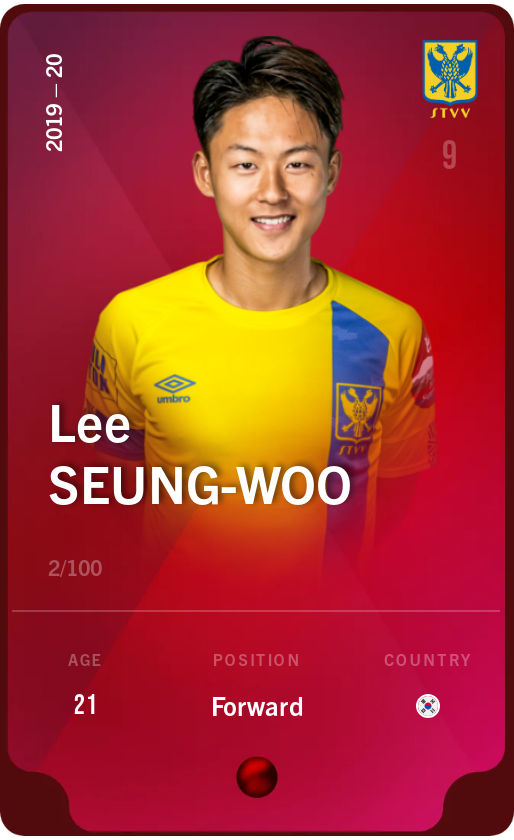 Sorare - Sorare Official - Lee Seung-Woo 2019-20 • Rare 2/100 - NFT # 115674795464490709494998108569790299963774083122387845150505480069772678628482