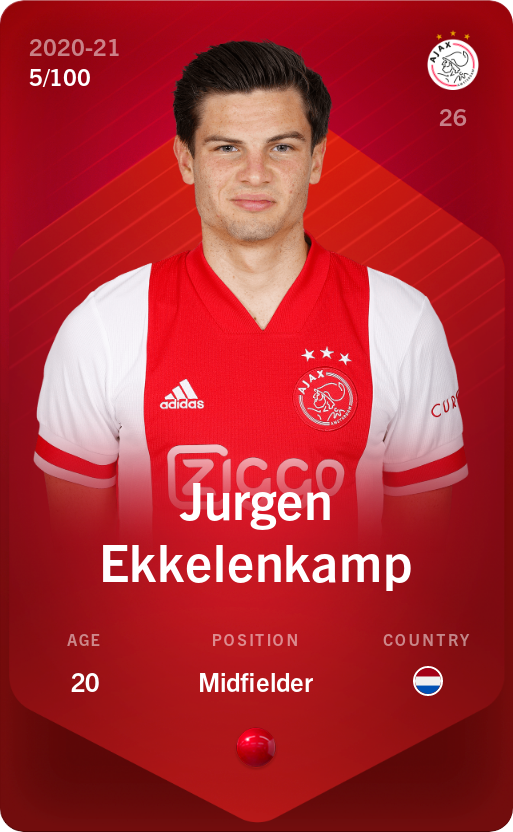 Sorare - Sorare Official - Jurgen Ekkelenkamp 2020-21 • Rare 5/100 - NFT # 112387545889236121278902835425479713184821902423892309029376919491787208600478