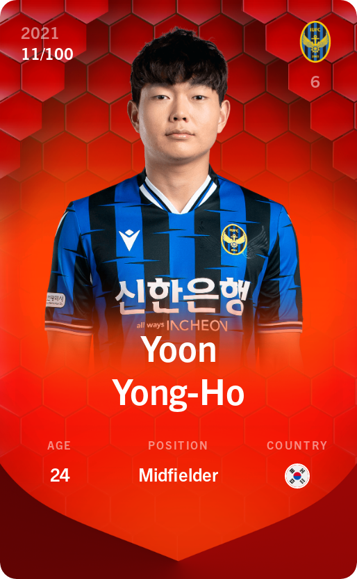 Sorare - Sorare Official - Yoon Yong-Ho 2021-22 • Rare 11/100 - NFT # 18317096741009179949547085315723000131166701038540956738297925330602716545351
