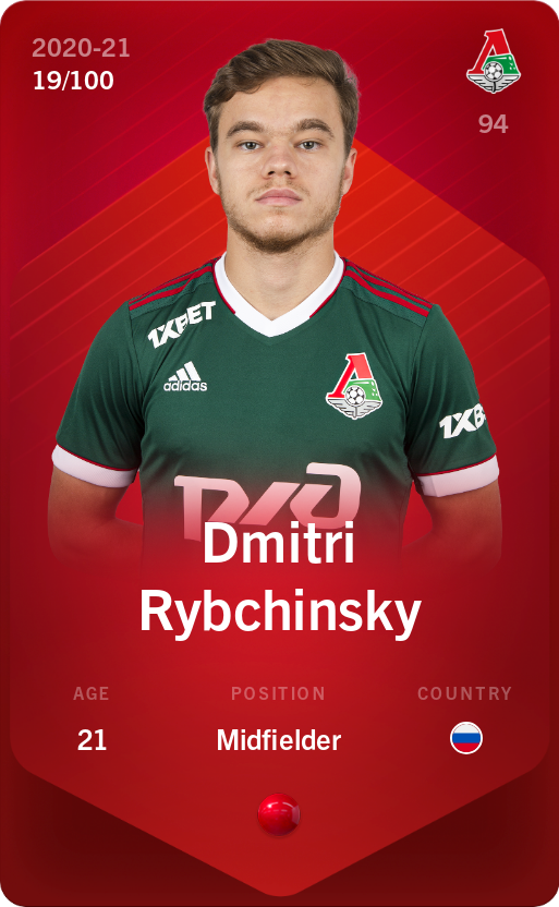 Sorare - Sorare Official - Dmitri Rybchinsky 2020-21 • Rare 19/100 - NFT # 75338515243263803077768190465607859840140013148643050275153667972234369177633