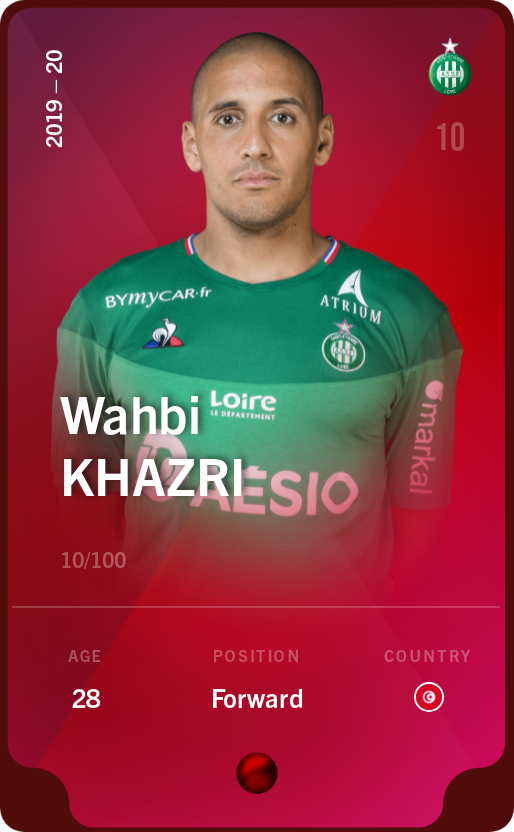 Sorare - Sorare Official - Wahbi Khazri 2019-20 • Rare 10/100 - NFT # 54352255689551720677553365725238206346767287955118832434827786038210296860985