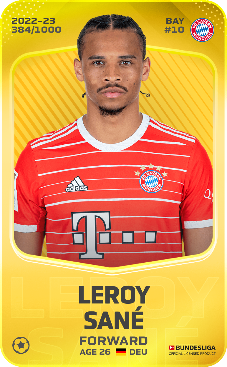 Sorare - Sorare Official - Leroy Sané 2022-23 • Limited 384/1000 - NFT # 93589135869525086912050736652939183843671783332179410155815450027986193779452
