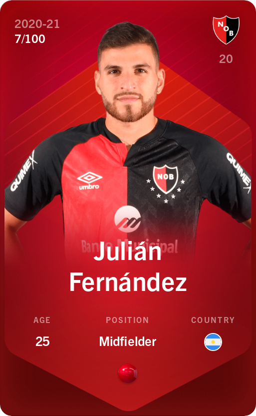 Sorare - Sorare Official - Julián Fernández 2020-21 • Rare 7/100 - NFT # 98603471893710546105827348568754132796278722285838245201236588080781182014835