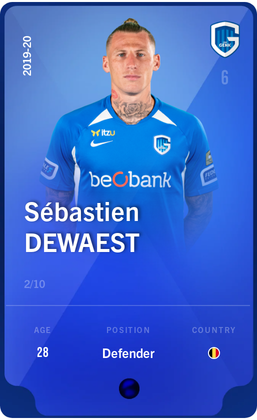 Sorare - Sorare Official - Sébastien Dewaest 2019-20 • Super Rare 2/10 - NFT # 96455891992542886403412989771342656192571920253707116109348500508531685107100