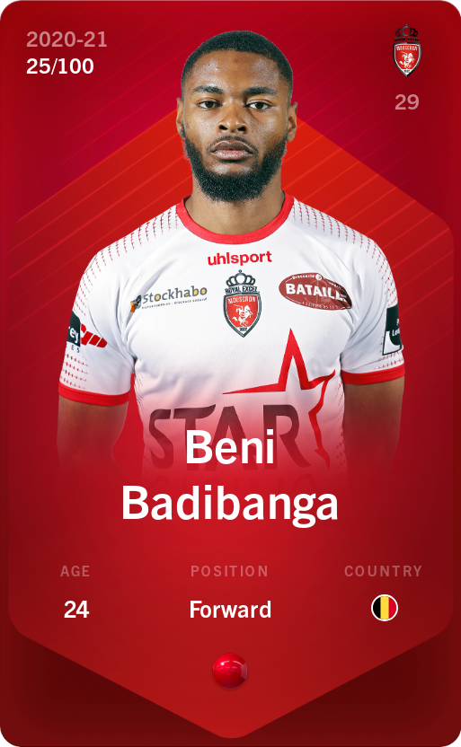 Sorare - Sorare Official - Beni Badibanga 2020-21 • Rare 25/100 - NFT # 63180219287180624390456122407564176000461401533330512523226045804090660323419