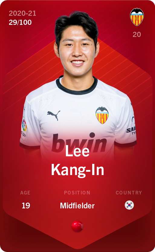 Sorare - Sorare Official - Lee Kang-In 2020-21 • Rare 29/100 - NFT # 106756665997052464315015626836963617468821402175431038098840074754134623823103