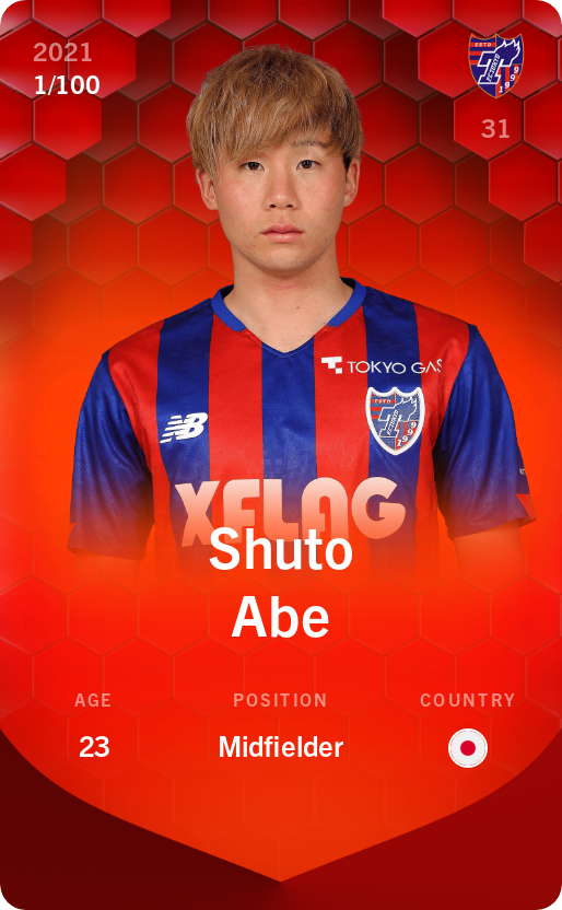 Sorare - Sorare Official - Shuto Abe 2021-22 • Rare 1/100 - NFT # 3987252223180440054974671903490678587676671276104279076366686616941308183420