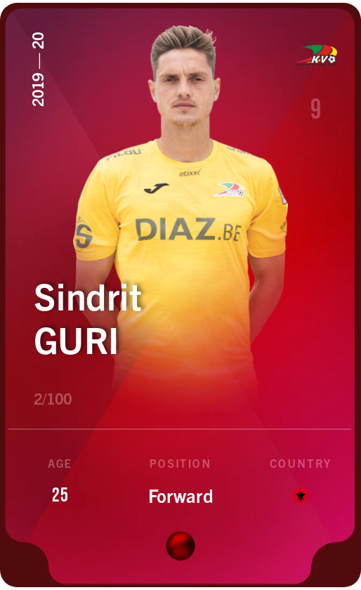 Sorare - Sorare Official - Sindrit Guri 2019-20 • Rare 2/100 - NFT # 114765394281512722376611717588657858653019975030830268115331461953460093693157
