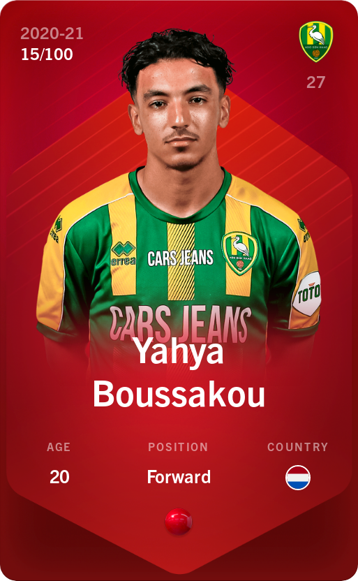 Sorare - Sorare Official - Yahya Boussakou 2020-21 • Rare 15/100 - NFT # 39178131854117125012592592117506808177702037490569054492760800656326202723692