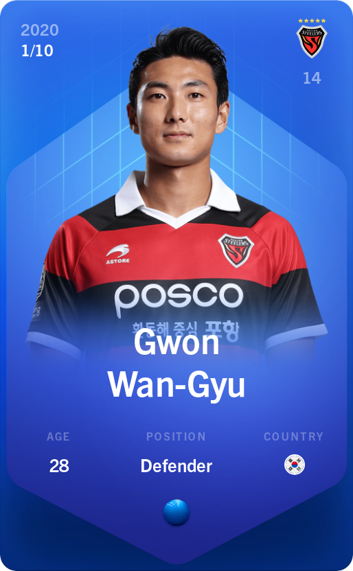 Sorare - Sorare Official - Gwon Wan-Gyu 2020-21 • Super Rare 1/10 - NFT # 98128887670230002336743095331573699589516990574735548616666400478765384729946