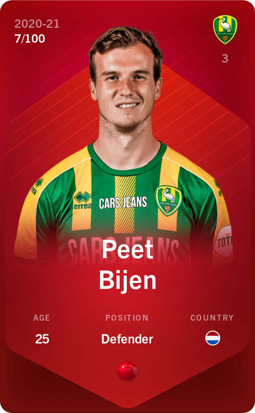 Sorare - Sorare Official - Peet Bijen 2020-21 • Rare 7/100 - NFT # 100377738888767300051932339298041998916767899224563440238443460761265500889274