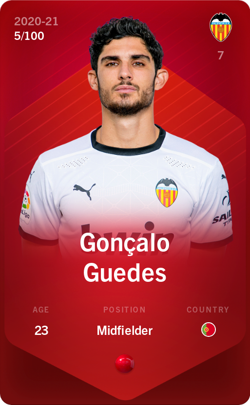 Sorare - Sorare Official - Gonçalo Guedes 2020-21 • Rare 5/100 - NFT # 14160133366438600203447517604680747452002027051100310308496679440489115573994