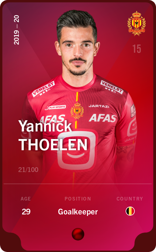 Sorare - Sorare Official - Yannick Thoelen 2019-20 • Rare 21/100 - NFT # 104868527729841383345446083683760584477433159996152062152803302062039585976520