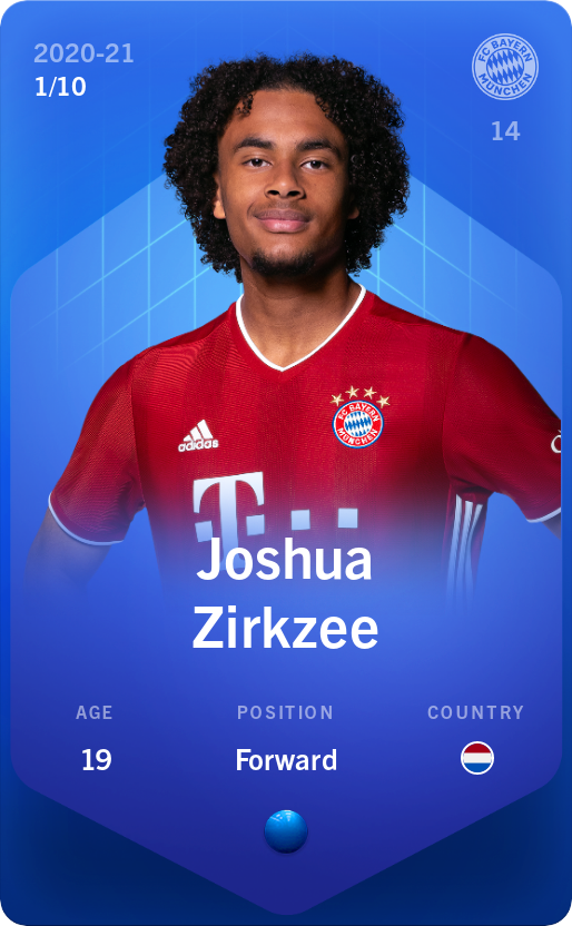 Sorare - Sorare Official - Joshua Zirkzee 2020-21 • Super Rare 1/10 - NFT # 63617946783221074999289421429388030884192684482508727034668201855646869376112
