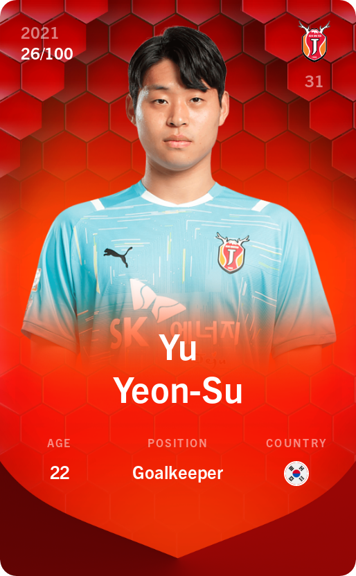 Sorare - Sorare Official - Yu Yeon-Su 2021-22 • Rare 26/100 - NFT # 16599786486929308805235698444896699184202347691240635225184536343780414303013