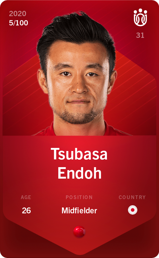 Sorare - Sorare Official - Tsubasa Endoh 2020-21 • Rare 5/100 - NFT # 106370390338384193300277265470930490412322393099087706219712059265915703930111