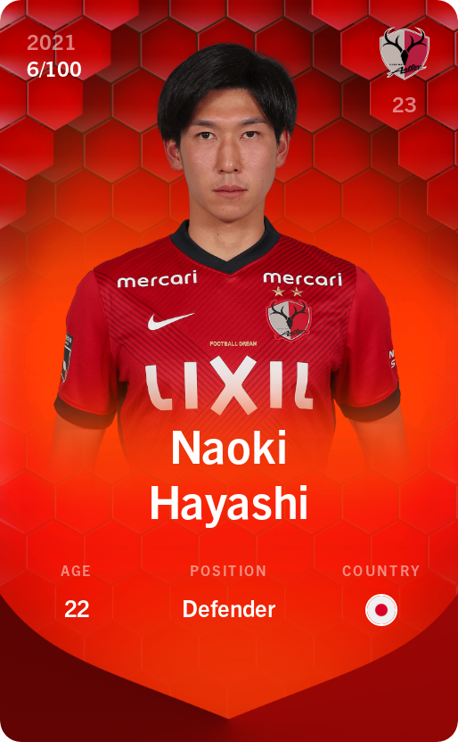 Sorare - Sorare Official - Naoki Hayashi 2021-22 • Rare 6/100 - NFT # 12001539575393959704231390474956189398629860028814364012900965281266632684701