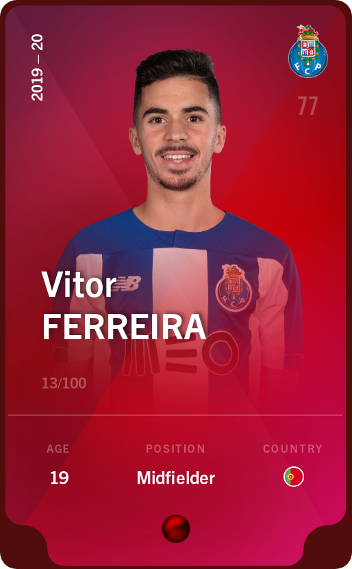 Sorare - Sorare Official - Vitor Ferreira 2019-20 • Rare 13/100 - NFT # 50569717686390436000270521539274634939529987783501140956736746493070238288783