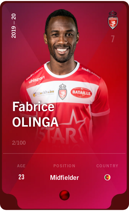 Sorare - Sorare Official - Fabrice Olinga 2019-20 • Rare 2/100 - NFT # 8318772804182041743522979274211077662323245952213923205474391378035329659979