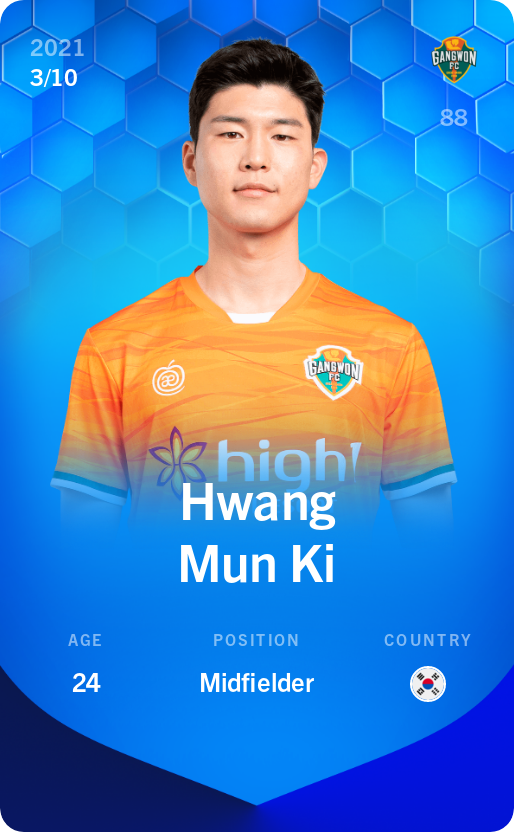 Sorare - Sorare Official - Hwang Mun Ki 2021-22 • Super Rare 3/10 - NFT # 81822218948221184640427833865490116967839210958937748524153422580403933328397