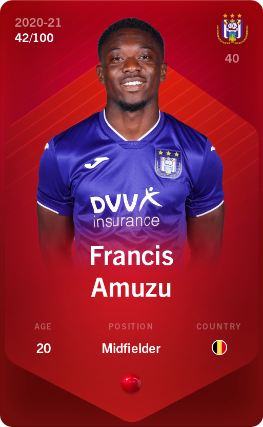 Sorare - Sorare Official - Francis Amuzu 2020-21 • Rare 42/100 - NFT # 93243490627547836109341289896050912527659073515269440423302548675067192629912