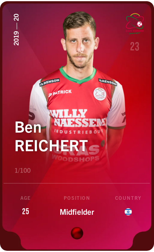 Sorare - Sorare Official - Ben Reichert 2019-20 • Rare 1/100 - NFT # 90024579668943525625478754034994477214757310421466538731652126175703670709898