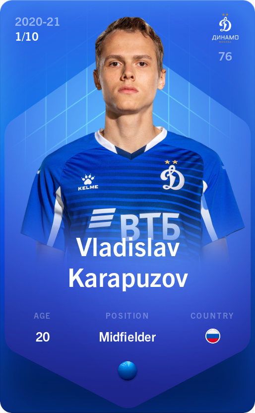 Sorare - Sorare Official - Vladislav Karapuzov 2020-21 • Super Rare 1/10 - NFT # 58315105667023483445450719060741148068807965989784755352297335512936997211846
