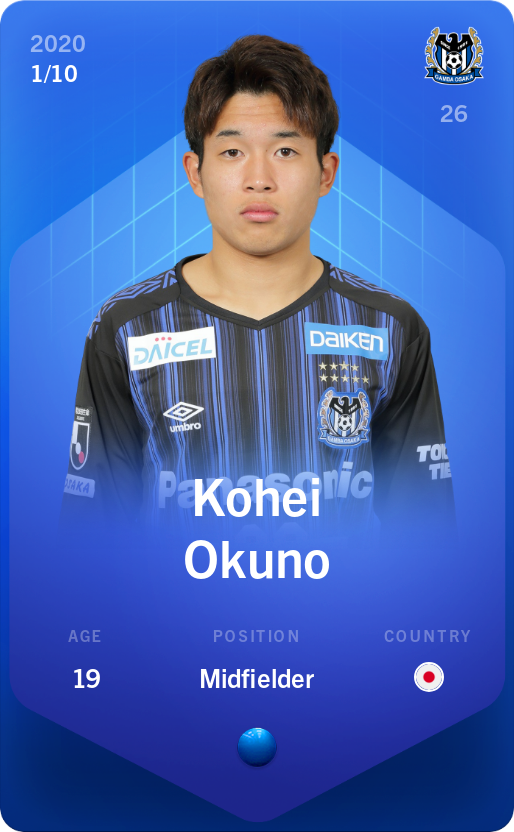 Sorare - Sorare Official - Kohei Okuno 2020-21 • Super Rare 1/10 - NFT # 33517397316834087955606141898586434746720741977994222862311360430801619696799