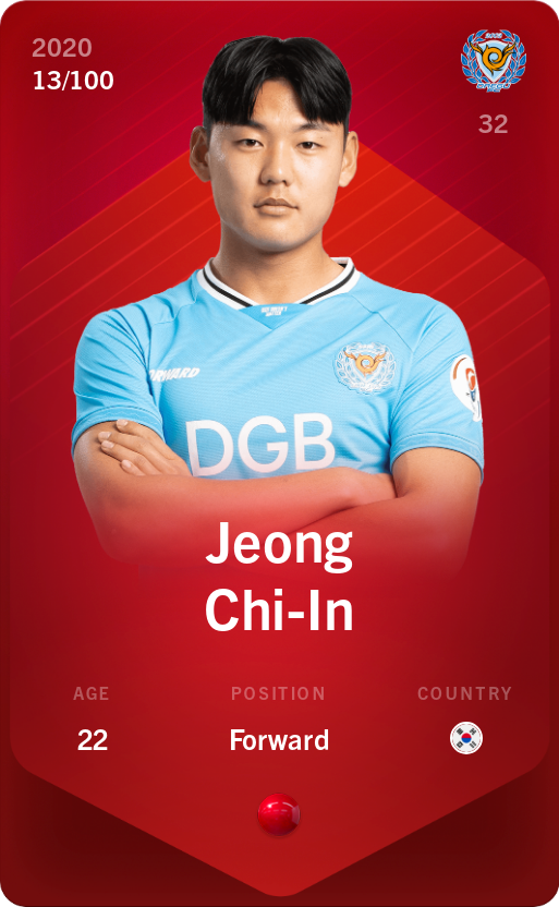 Sorare - Sorare Official - Jeong Chi-In 2020-21 • Rare 13/100 - NFT # 9691391740400292422391993101611134813392256620257932862710354101475489308003