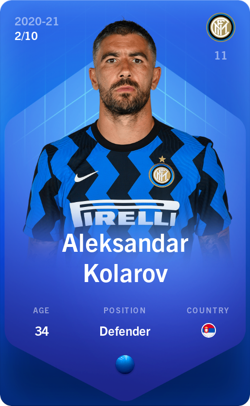 Sorare - Sorare Official - Aleksandar Kolarov 2020-21 • Super Rare 2/10 - NFT # 70810865665664199904904110461530746928799233884880104296397538971371764685268