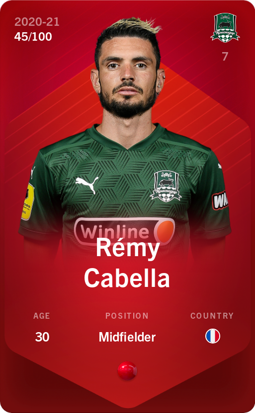Sorare - Sorare Official - Rémy Cabella 2020-21 • Rare 45/100 - NFT # 16420667326548264040454952511286592665745636888719932257253283915358088612389
