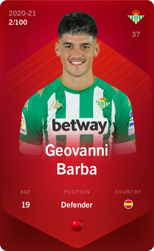 Sorare - Sorare Official - Geovanni Barba 2020-21 • Rare 2/100 - NFT # 82486902380526262304811510668348204898514139148807351283751680338275405349851
