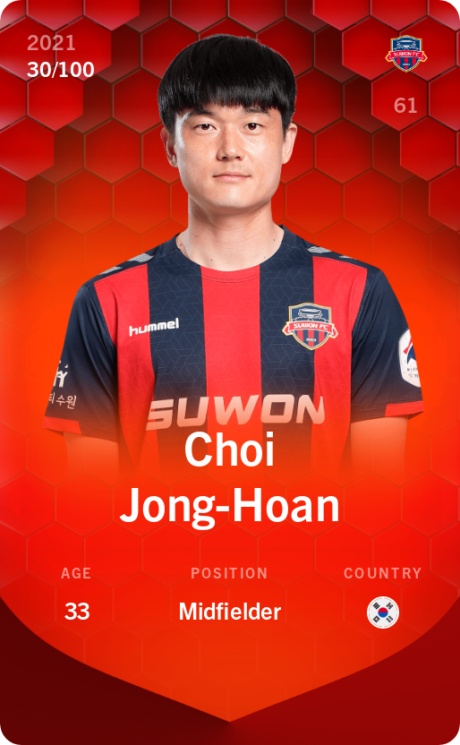 Sorare - Sorare Official - Choi Jong-Hoan 2021-22 • Rare 30/100 - NFT # 59598030123597282531949840071776675898889468144865554049628375220847032234126