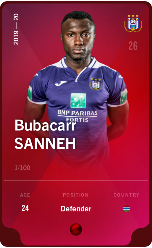 Sorare - Sorare Official - Bubacarr Sanneh 2019-20 • Rare 1/100 - NFT # 75493591290397129736781554650778879282174871493323755113618268821422040742702