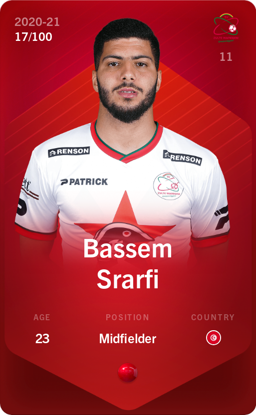 Sorare - Sorare Official - Bassem Srarfi 2020-21 • Rare 17/100 - NFT # 75980238748681277360633301133961277945686450325399948760111511241604102917143
