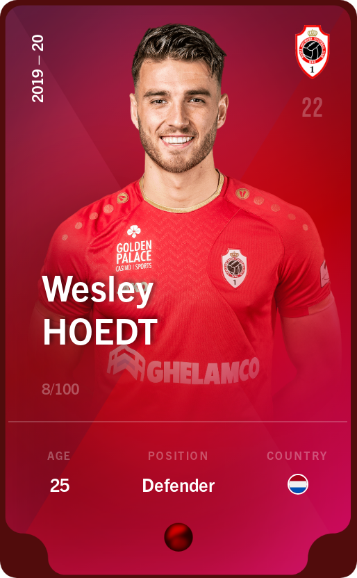 Sorare - Sorare Official - Wesley Hoedt 2019-20 • Rare 8/100 - NFT # 49366720901818567340683909122903386833201231126753324281112059416102619359812