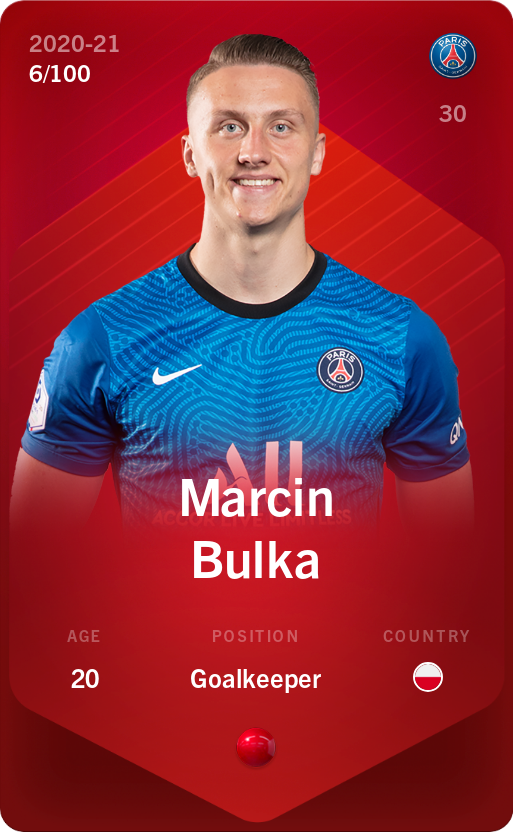 Sorare - Sorare Official - Marcin Bulka 2020-21 • Rare 6/100 - NFT # 44904748703452908390882703460792204612249819331875208030770354391942940505127