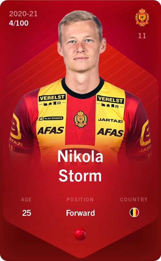 Sorare - Sorare Official - Nikola Storm 2020-21 • Rare 4/100 - NFT # 92933090314379898195606940147935220504112202491943977348233318179462943056462
