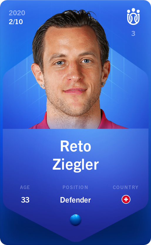 Sorare - Sorare Official - Reto Ziegler 2020-21 • Super Rare 2/10 - NFT # 17301155750528771107647701471870744941359167645569481043689999664750163325632